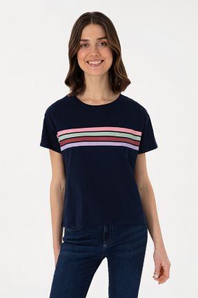 تیشرت سرمه ای زنانه یقه دوچرخه U.S. Polo Assn. - کد 923002703