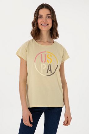 تیشرت خاکی زنانه یقه پهن U.S. Polo Assn. - کد 922994879