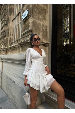 لباس سفید زنانه توری Velista - کد 922995399