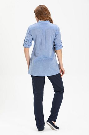 تونیک حجاب آبی زنانه %100 پنبه Eliş Şile Bezi - کد 92947319