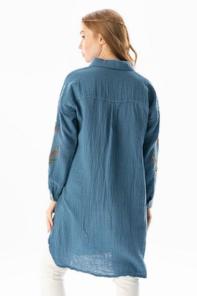 تونیک حجاب سرمه ای زنانه %100 پنبه Eliş Şile Bezi - کد 825139384