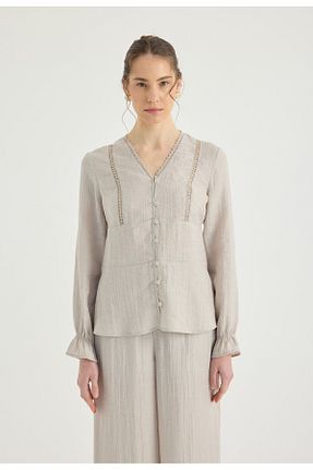 بلوز بژ زنانه رگولار Masha Kate - کد 923213897