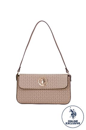 کیف دوشی بژ زنانه چرم مصنوعی U.S. Polo Assn. - کد 303336671