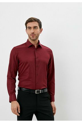 پیراهن زرشکی مردانه یقه پیراهنی Zikuv - کد 923085313