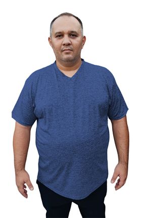 تیشرت سایز بزرگ آبی زنانه تکی BİG NONA - کد 852851959