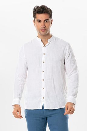 پیراهن سفید مردانه رگولار Eliş Şile Bezi - کد 814875120