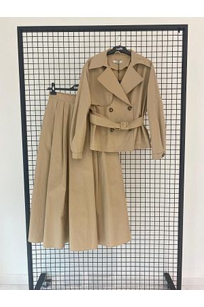 ست بالاتنه و پائین تنه بژ زنانه Keten Görünümlü Armine TREND - کد 924063894