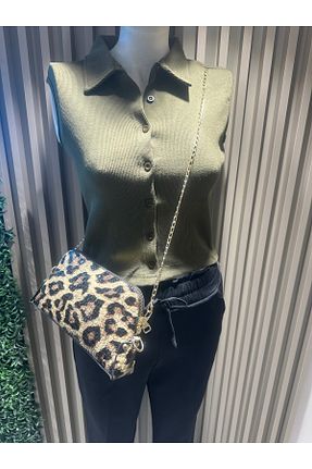 بلوز خاکی زنانه کراپ mor butik - کد 923098732