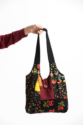 کیف ساحلی مشکی زنانه پارچه ای Eliş Şile Bezi - کد 375592792