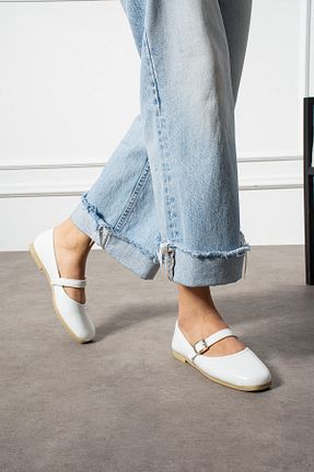 بابت سفید زنانه چرم لاکی HKM shoes - کد 920874477