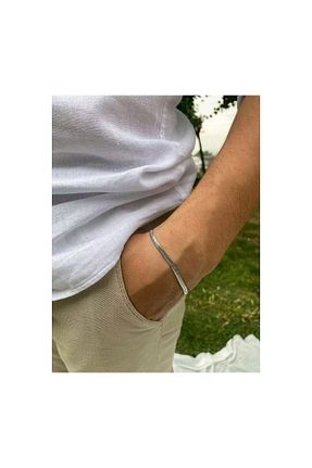 دستبند استیل (فولاد) طوسی زنانه استیل ضد زنگ luvela - کد 922686486