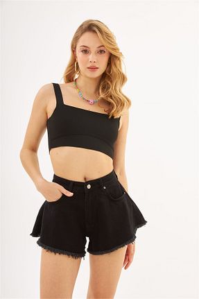 شلوارک و برمودا مشکی زنانه فاق بلند FASHION COCKTAIL - کد 923136880