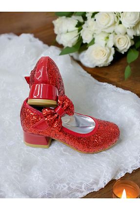 کفش پاشنه بلند کلاسیک قرمز بچه گانه پاشنه ضخیم PATİK BEBE - کد 923149750