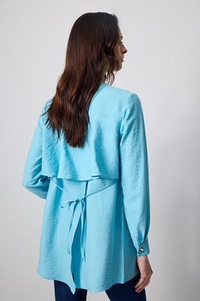 بلوز حجاب فیروزه ای زنانه اورسایز Touche Prive - کد 923173365