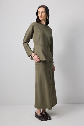 ست بالاتنه و پائین تنه حجاب خاکی زنانه نیمه فیت Touche Prive - کد 923173347