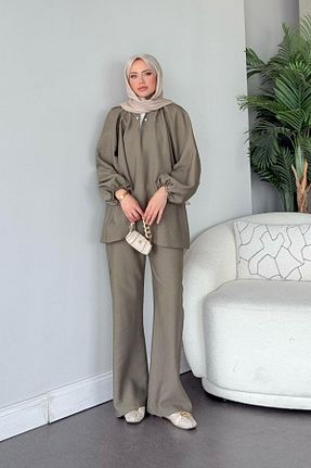 ست بالاتنه و پائین تنه حجاب سبز رگولار HAZA MODA - کد 923184613