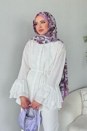 پیراهن حجاب سفید زنانه 3/4 Boy HAZA MODA - کد 923244595