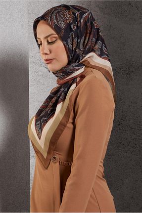 روسری قهوه ای پلی استر Alvina - کد 890631705