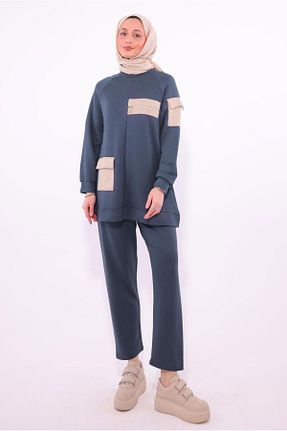 ست بالاتنه و پائین تنه حجاب طوسی زنانه رگولار TRENDTESETTÜR - کد 923221430