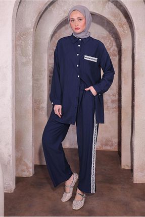 ست بالاتنه و پائین تنه حجاب سرمه ای زنانه رگولار TRENDTESETTÜR - کد 923234686
