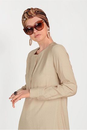 تونیک حجاب بژ زنانه بافتنی Alvina - کد 872832699