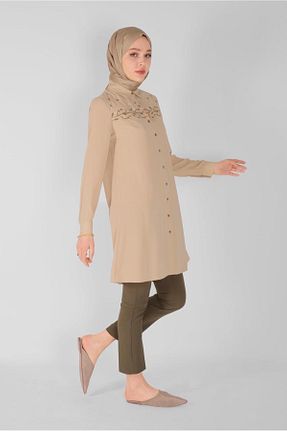تونیک حجاب بژ زنانه پلی استر Alvina - کد 874942674