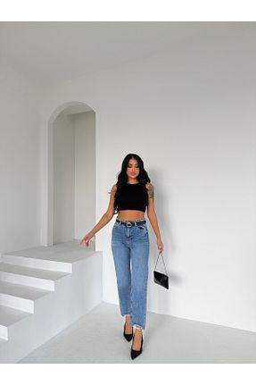 شلوار جین آبی زنانه پاچه کوتاه FioriModa - کد 923195602