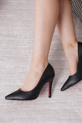 کفش پاشنه بلند کلاسیک مشکی زنانه چرم Moda Değirmeni - کد 923212692