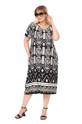لباس سایز بزرگ سفید زنانه مخلوط ویسکون MELSAY - کد 923270824