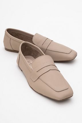 کفش لوفر بژ زنانه چرم خالص luvishoes - کد 923285147