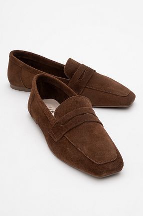 کفش لوفر قهوه ای زنانه چرم خالص luvishoes - کد 923285118