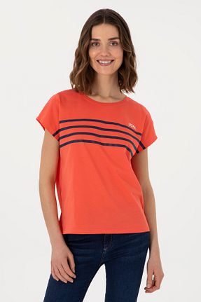 تیشرت صورتی زنانه یقه دوچرخه U.S. Polo Assn. - کد 923320420
