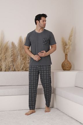 ست لباس راحتی طوسی مردانه %100 پنبه Sude HOMEWEAR - کد 923368236