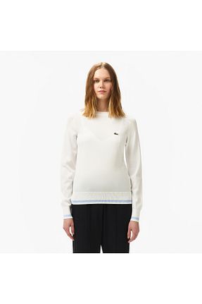 پلیور سفید زنانه ساده Lacoste - کد 900382141