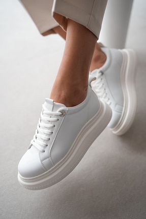 کفش اسنیکر سفید زنانه بند دار selinshoes - کد 923372788