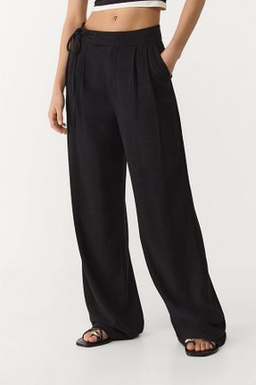 شلوار مشکی زنانه ویسکون Stradivarius - کد 923376036
