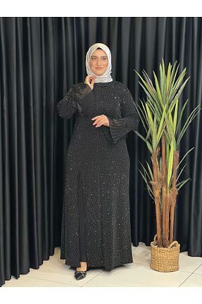 لباس مجلسی حجاب مشکی زنانه یقه دوچرخه Butik büyük beden - کد 923378799