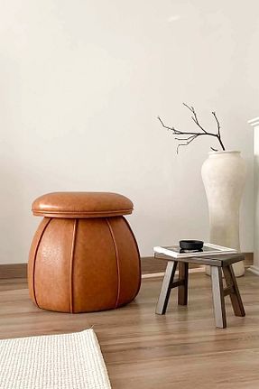 پوف و نیمکت قهوه ای چرم Zem - کد 307986355