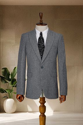 کت بلیزر طوسی مردانه بافتنی MODA DİNA - کد 802398774