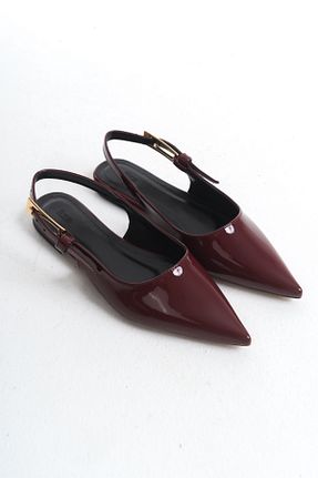 صندل زرشکی زنانه پاشنه تخت Liza Shoes - کد 923450693