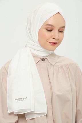 شال سفید زنانه پنبه پلی استر Madame Polo - کد 923405652