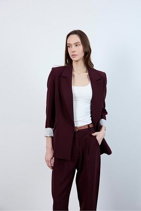 ست بالاتنه و پائین تنه زرشکی زنانه بافتنی LOKADI - کد 923399278