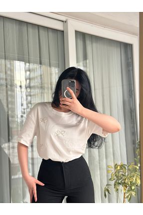 بلوز سفید زنانه پنبه ای Bisou - کد 923458833