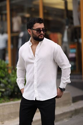 پیراهن سفید مردانه اسلیم فیت Dr Dnm Remix - کد 902363061