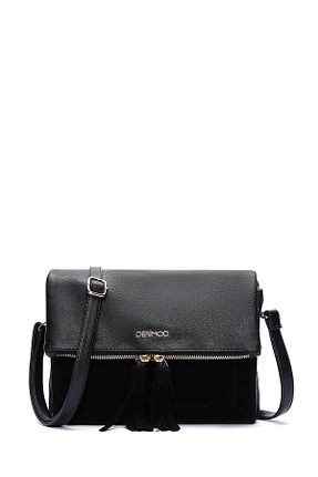 کیف دوشی مشکی زنانه چرم مصنوعی Derimod - کد 904240258