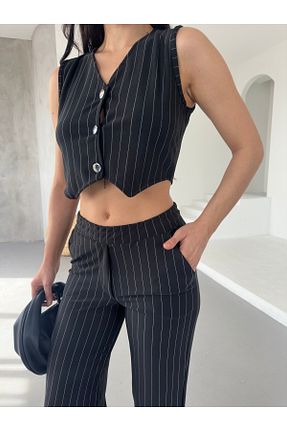 ست بالاتنه و پائین تنه مشکی زنانه بافتنی Brantu - کد 923487155