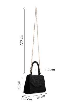 کیف دوشی مشکی زنانه چرم مصنوعی Derimod - کد 904547898