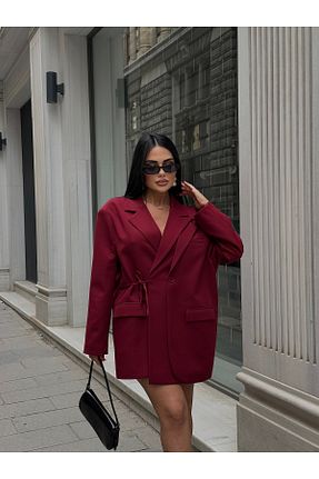 کت بلیزر زرشکی زنانه پارچه LB Laluna Butik - کد 923493356