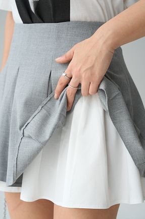 دامن طوسی زنانه پنبه ای LOOSH - کد 923529094
