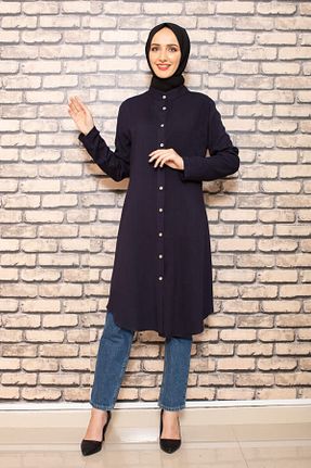 تونیک حجاب سرمه ای زنانه ویسکون Fashi10 - کد 929017797